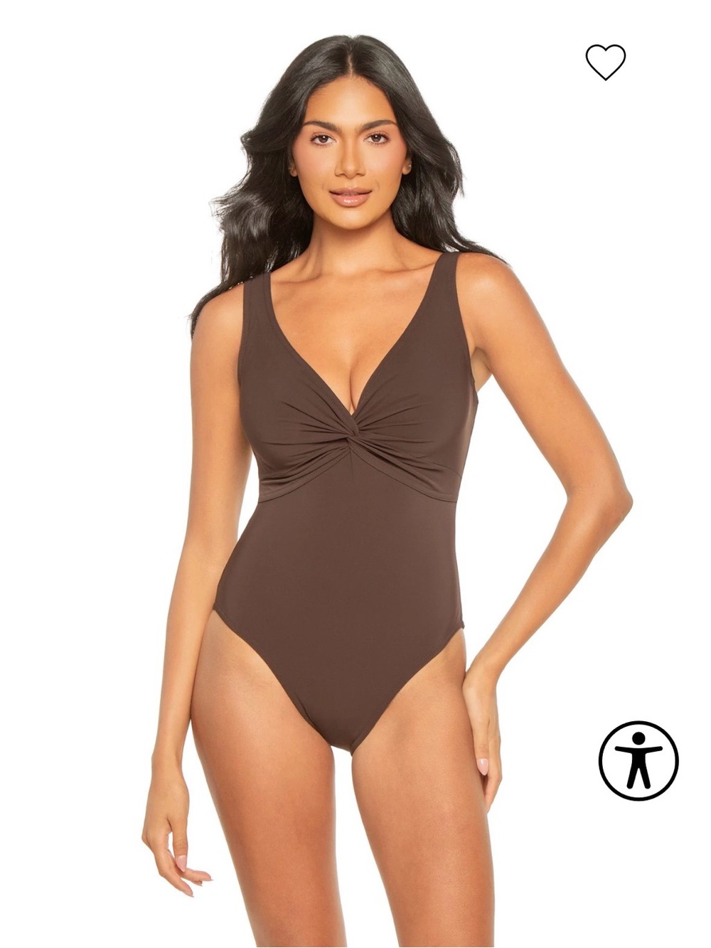 Karla Colletto Classic Twist Front One-Piece Swimsuit in fawn brown size 8